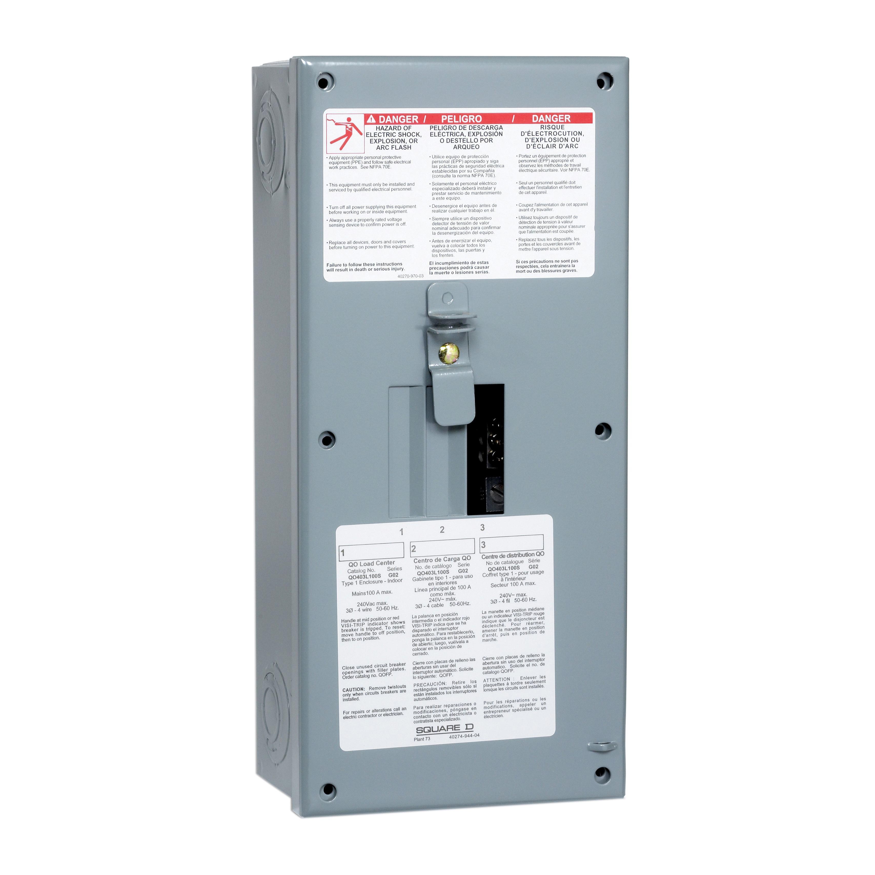 Square D™ QO403L100S Three Phase Main Lug Load Centers