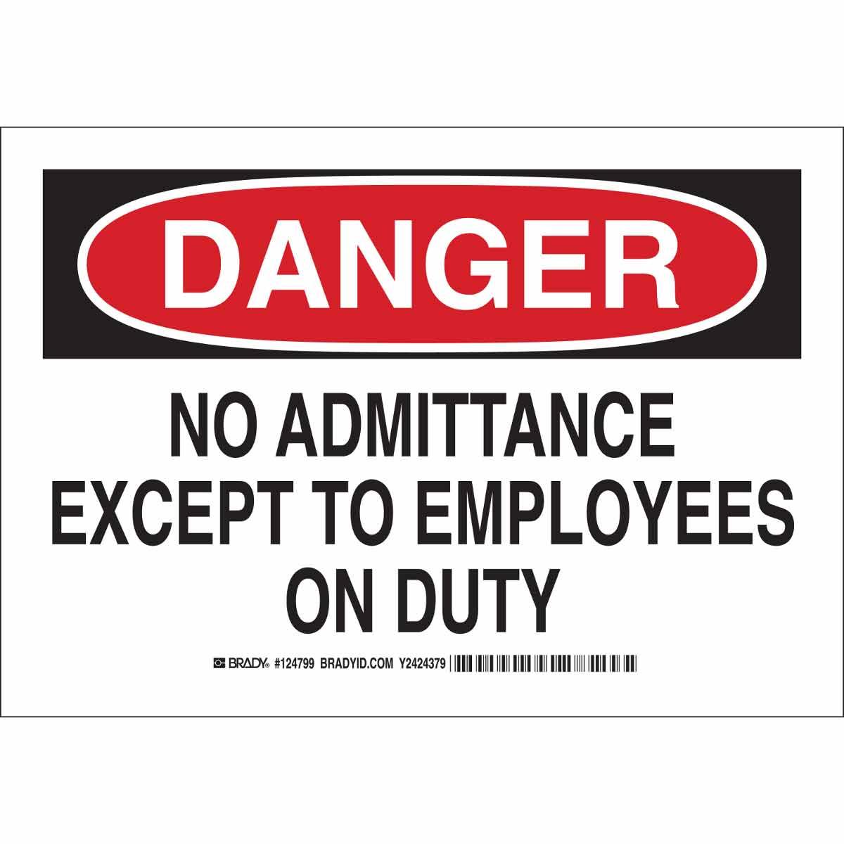 Brady® 124799 Access & Security Signs