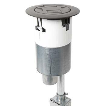 Wiremold® TopGuard™ 4ATCP4RGY Evolution™ 4AT Pre-Wired Recessed Poke-Through Assembly With Surface Style Cover, 4 in Hole, 2 Gangs, 5-1/2 in Cover, 24.5 cu-in Capacity, Plastic/Steel