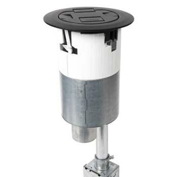 Wiremold® TopGuard™ 4ATCP2RBK Evolution™ 4AT Dual Service Pre-Wired Recessed Poke-Through Assembly With Surface Style Cover, 4 in Hole, 2 Gangs, 5-1/2 in Cover, 24.5 cu-in Capacity, Plastic/Steel