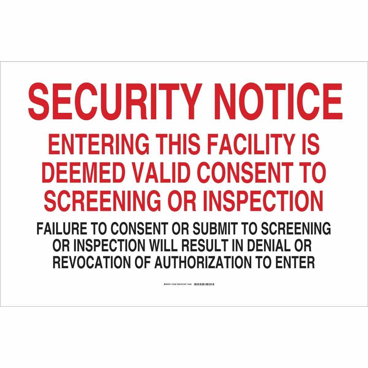 Brady® 123482 Access & Security Signs