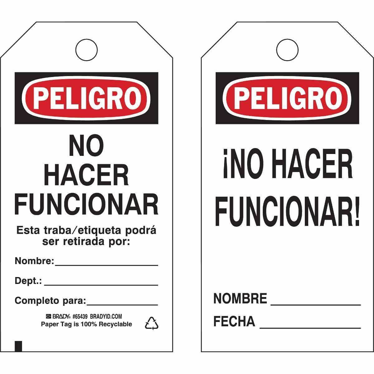 Brady® 65439 Safety & Facility Tags