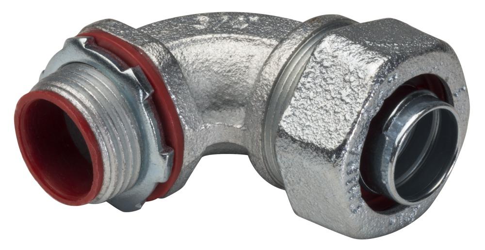 Southwire - Topaz 498S Oiltight Raintight Liquid Tight Conduit Connector, 3 in Trade, 90 deg, Malleable Iron, Zinc Plated