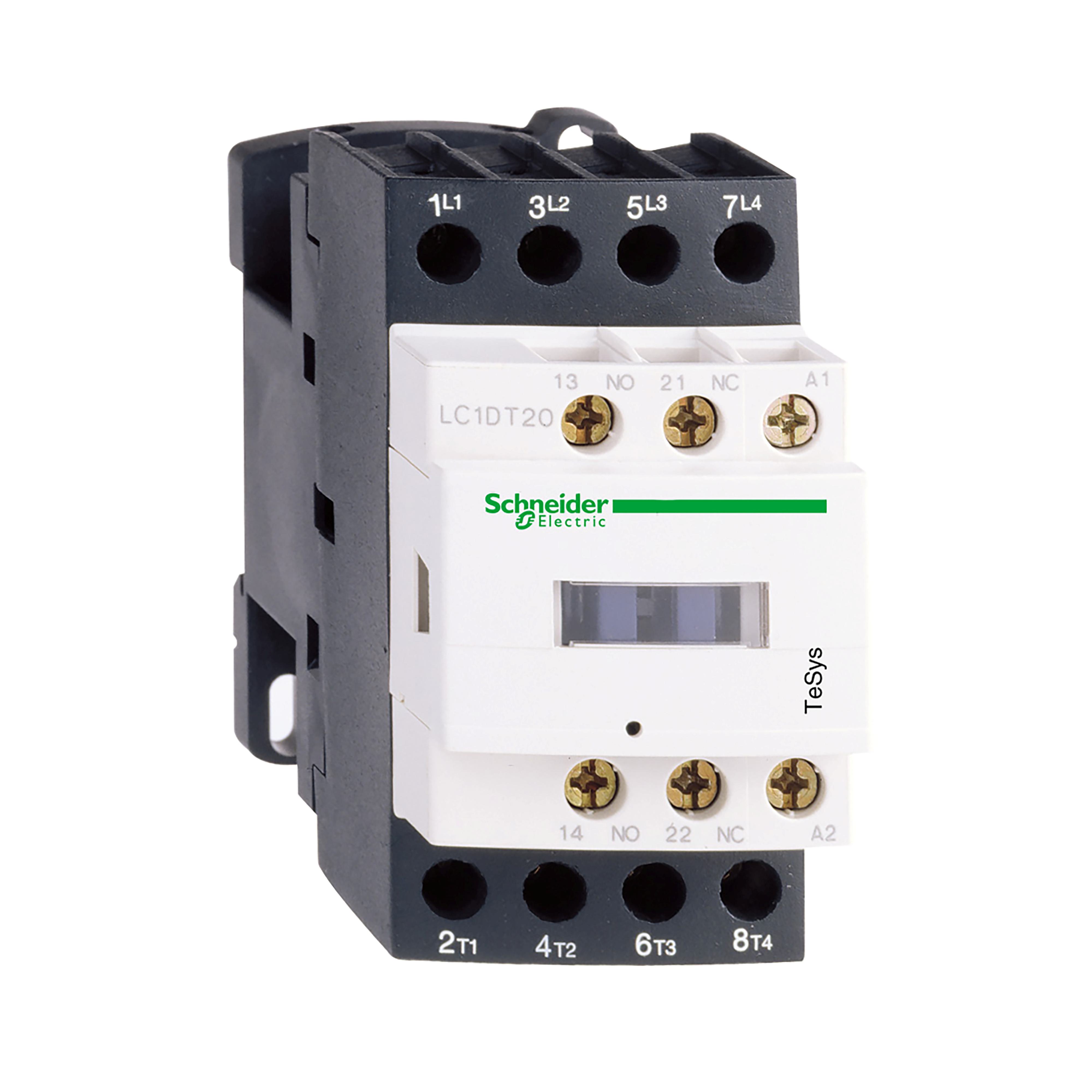Schneider Electric TeSys™ D LC1DT20G7 D-Line LC1D Standard IEC Contactor, 120/690 V AC, 300 V DC V Coil, 20 A, 4NO Contact, 4 Poles