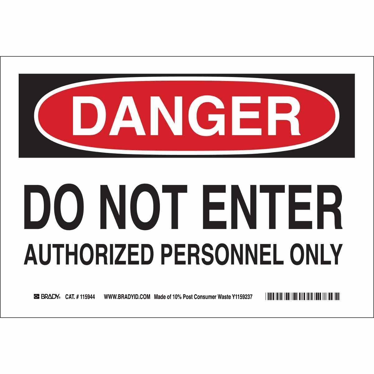 Brady® 118165 Access & Security Signs