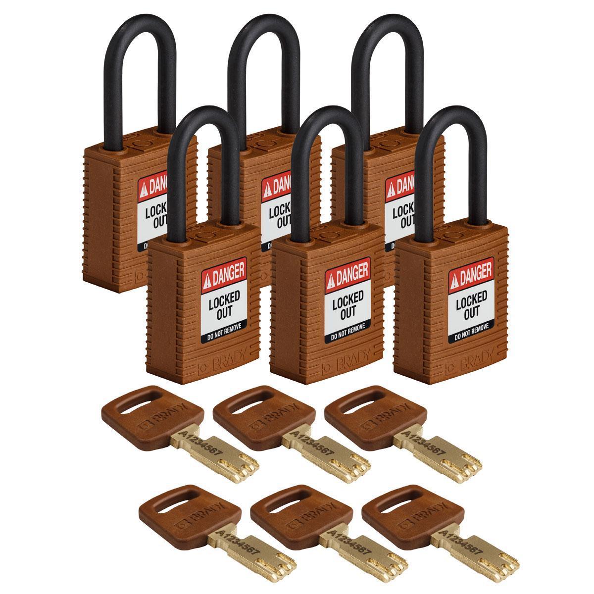 Brady® NYL-BRN-38PL-KA6PK Lockout Padlocks