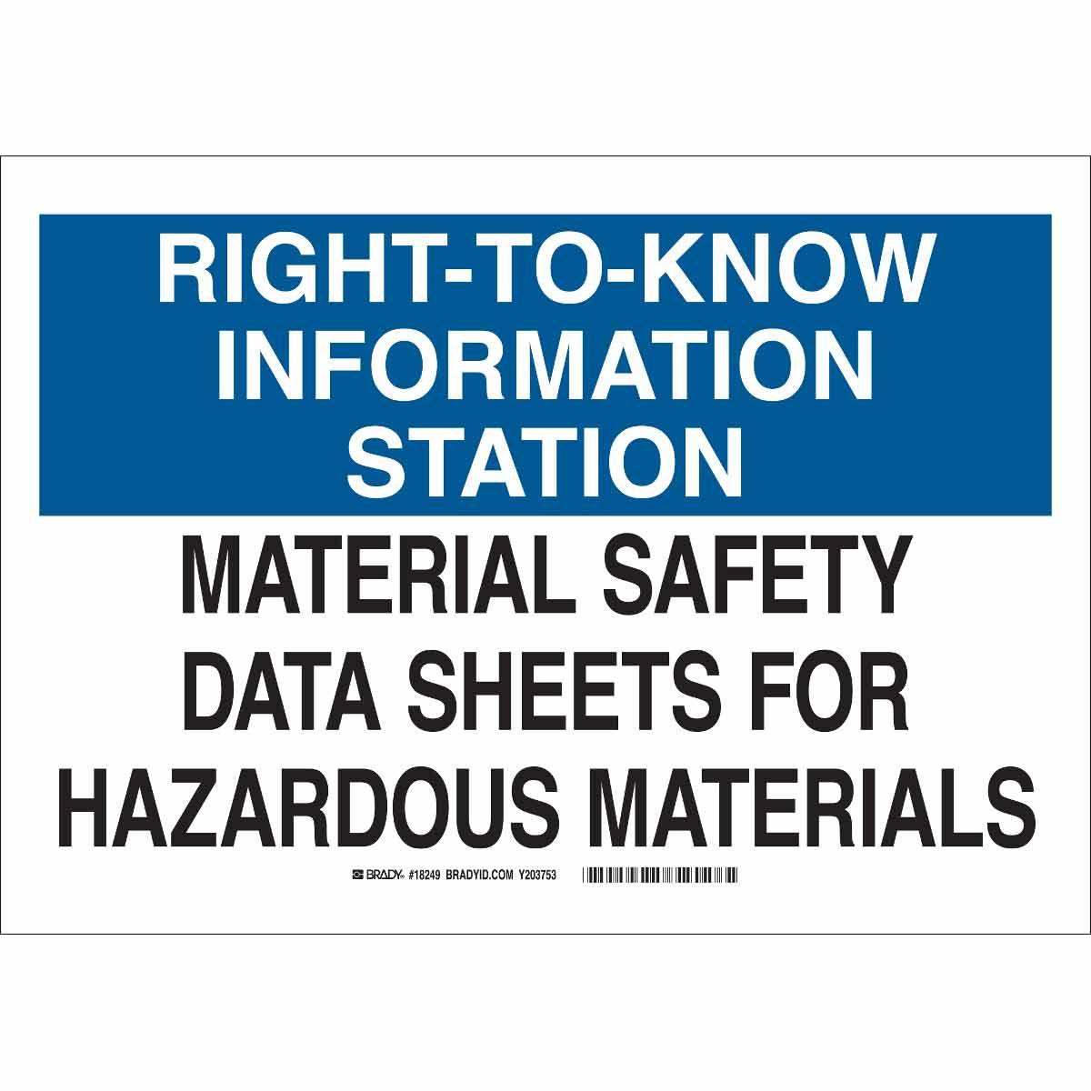 Brady® 18249 Right-To-Know Signs