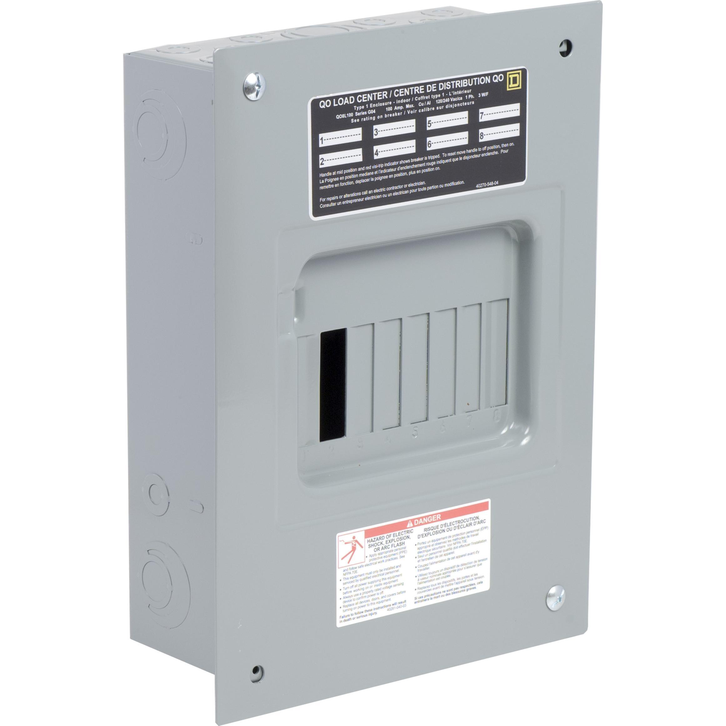 Square D™ QO8L100F Single Phase Main Lug Load Centers