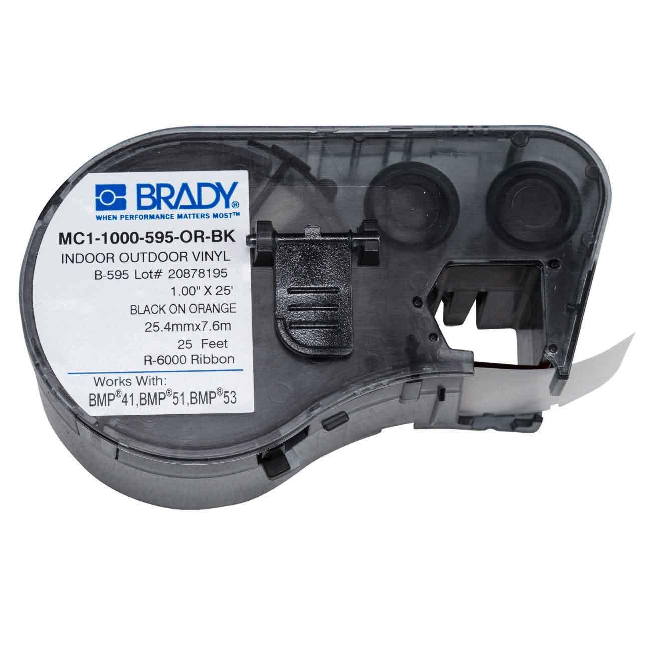 Brady® MC1-1000-595-OR-BK Label Cartridges