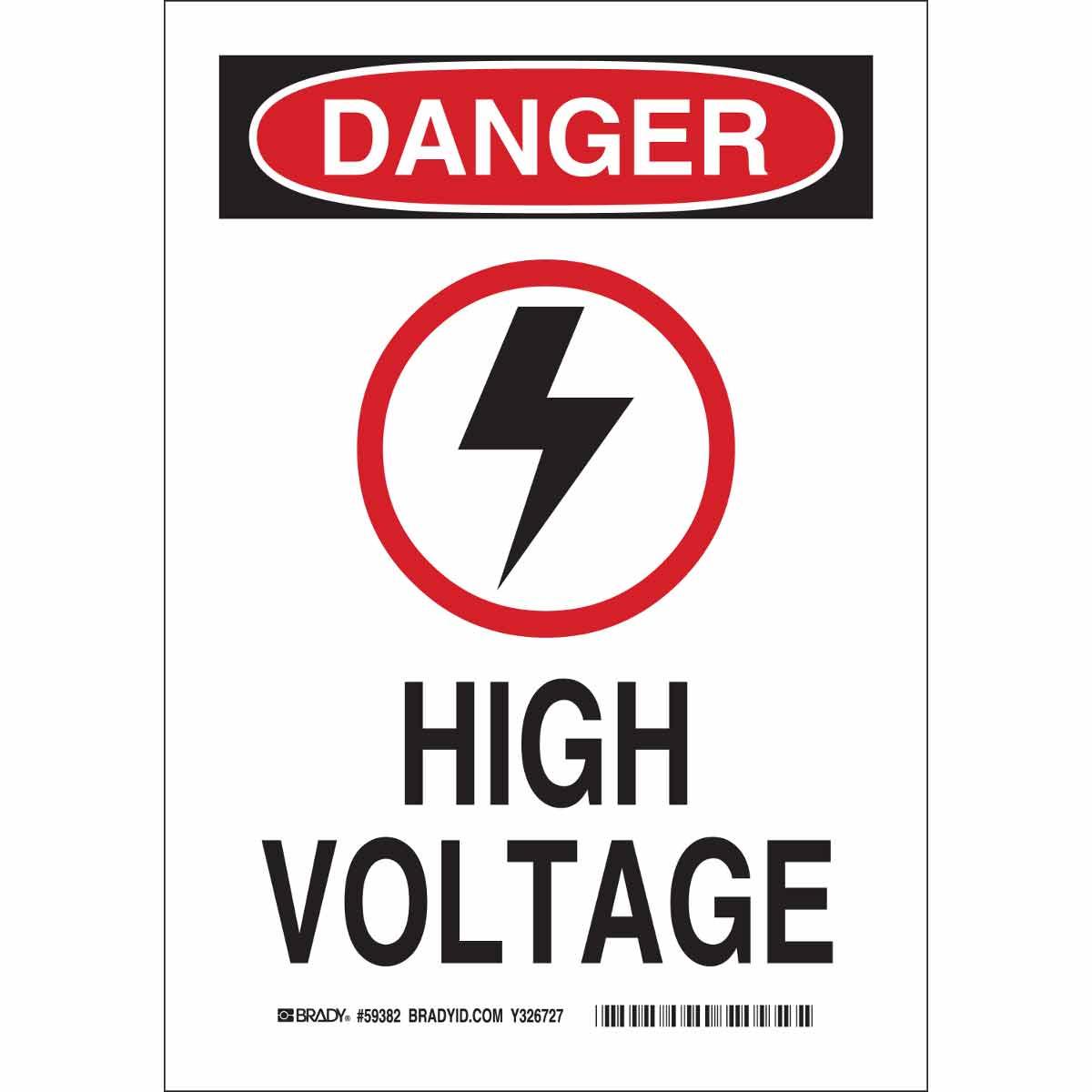 Brady® 87681 Rectangular Electrical Safety Sign, DANGER, 14 in H x 10 in W, Black/Red on White, B-120 Fiberglass, Fastened Mount