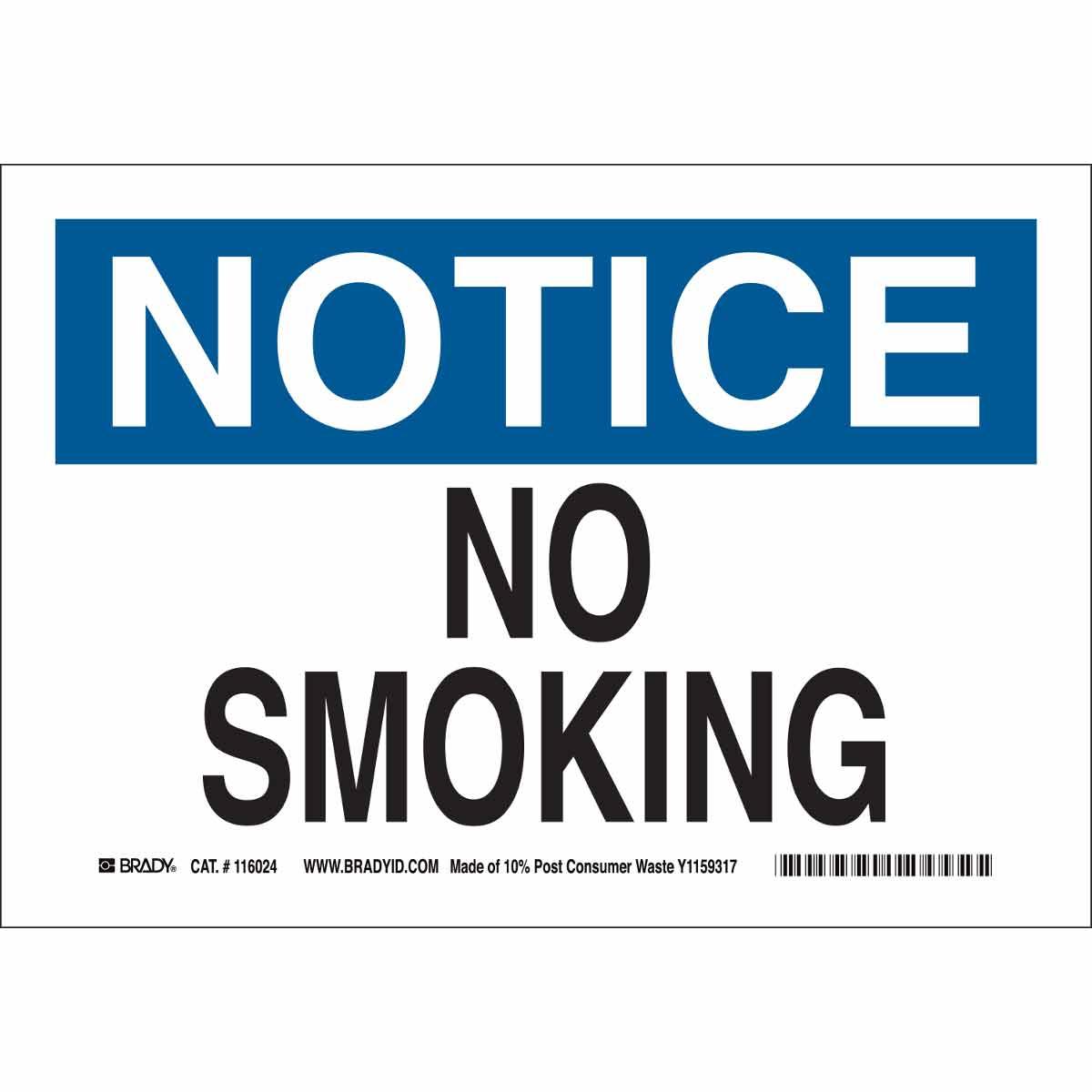 Brady® 116188 No Smoking & Restricted Activity Signs