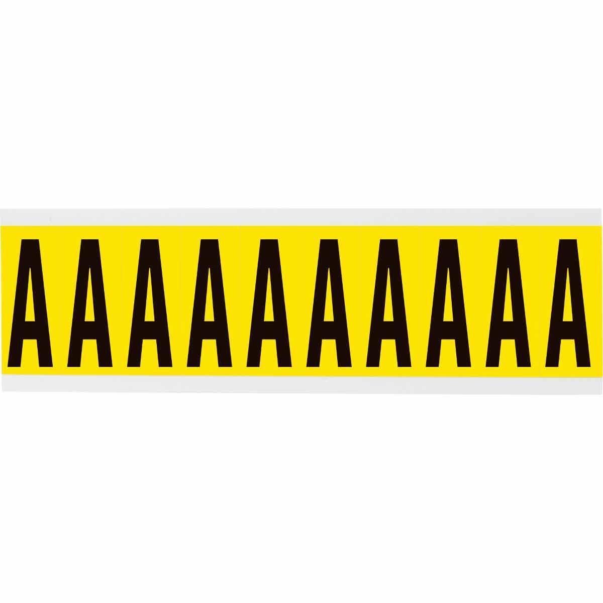 Brady® 3440-A Non-Reflective Letter Label, Black A Character, 1.938 in H x 0.752 in W, Yellow Background, B-498 Vinyl Coated Fabric