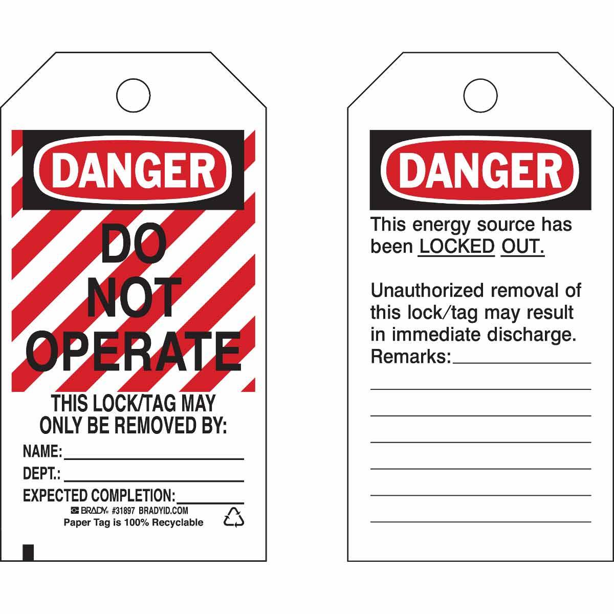 Brady® 31897 Safety & Facility Tags