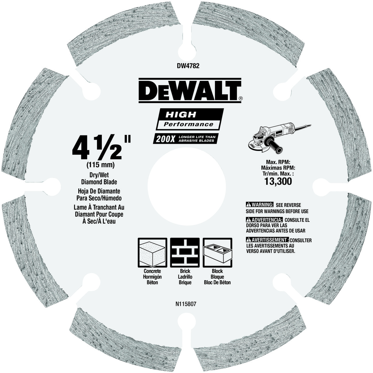 DeWALT® DW4782 Diamond Saw Blades