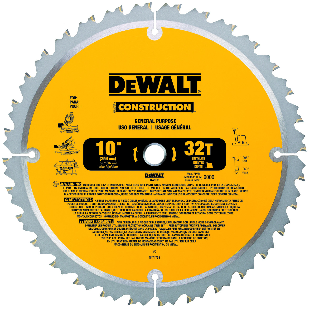 DeWALT® DW3103 Circular Saw Blades