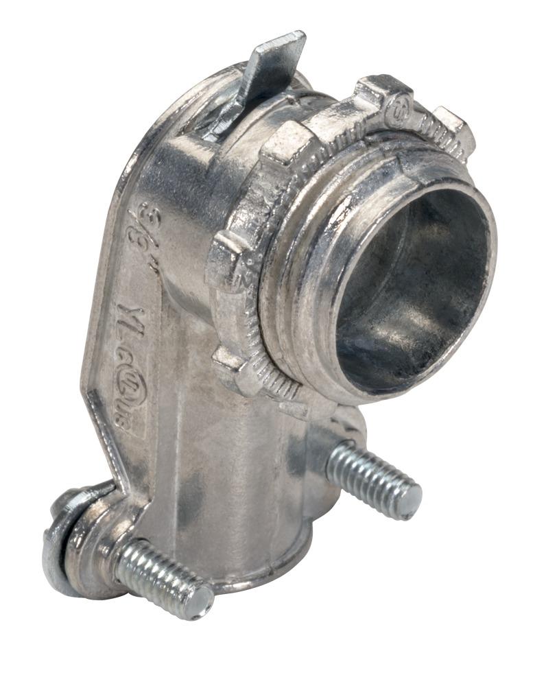 Southwire - Topaz 103 90 deg Connector, 1 in Trade, 1.09 to 1.73 in Cable Openings, Die Cast Zinc