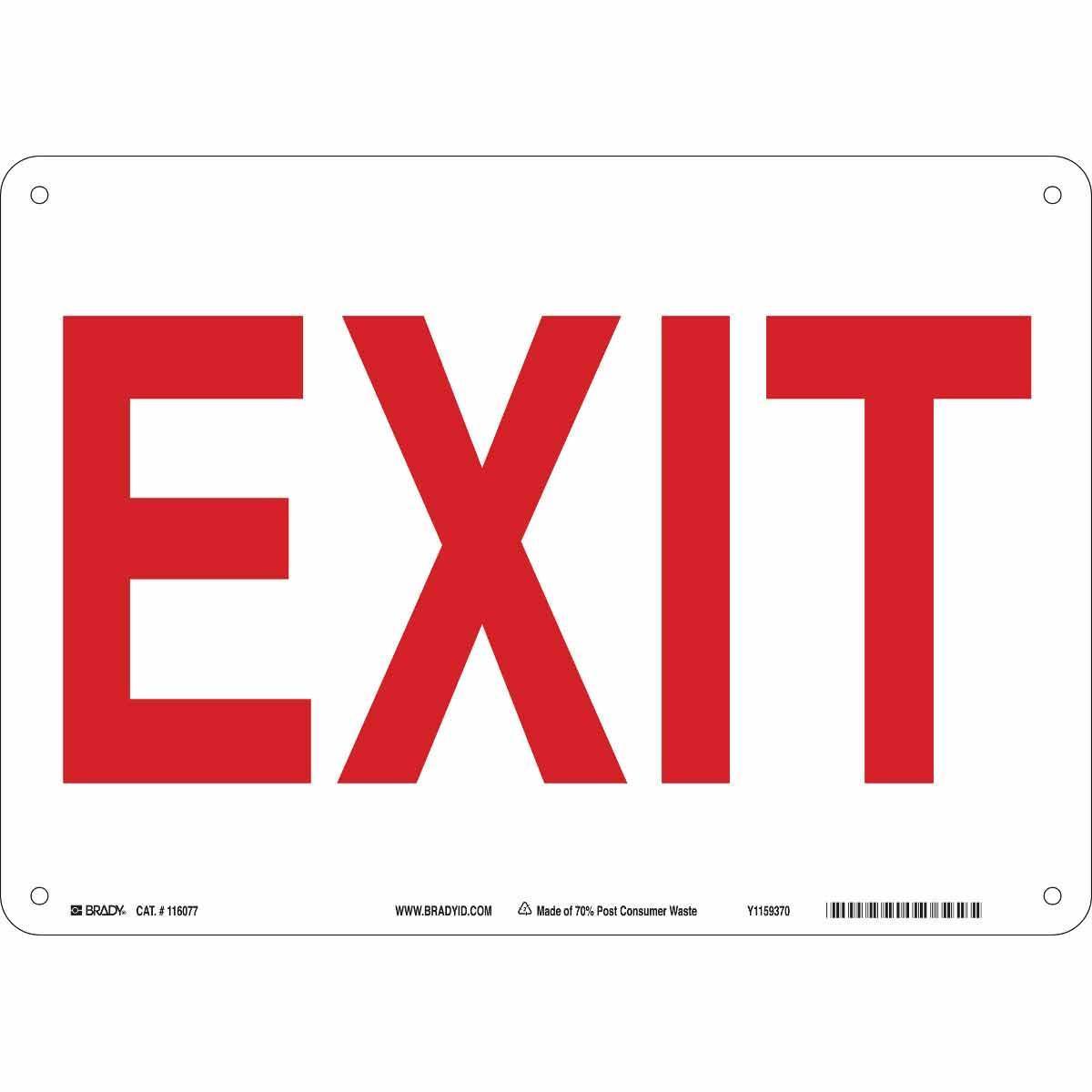 Brady® 116077 Fire, Emergency, Exit & First Aid Signs