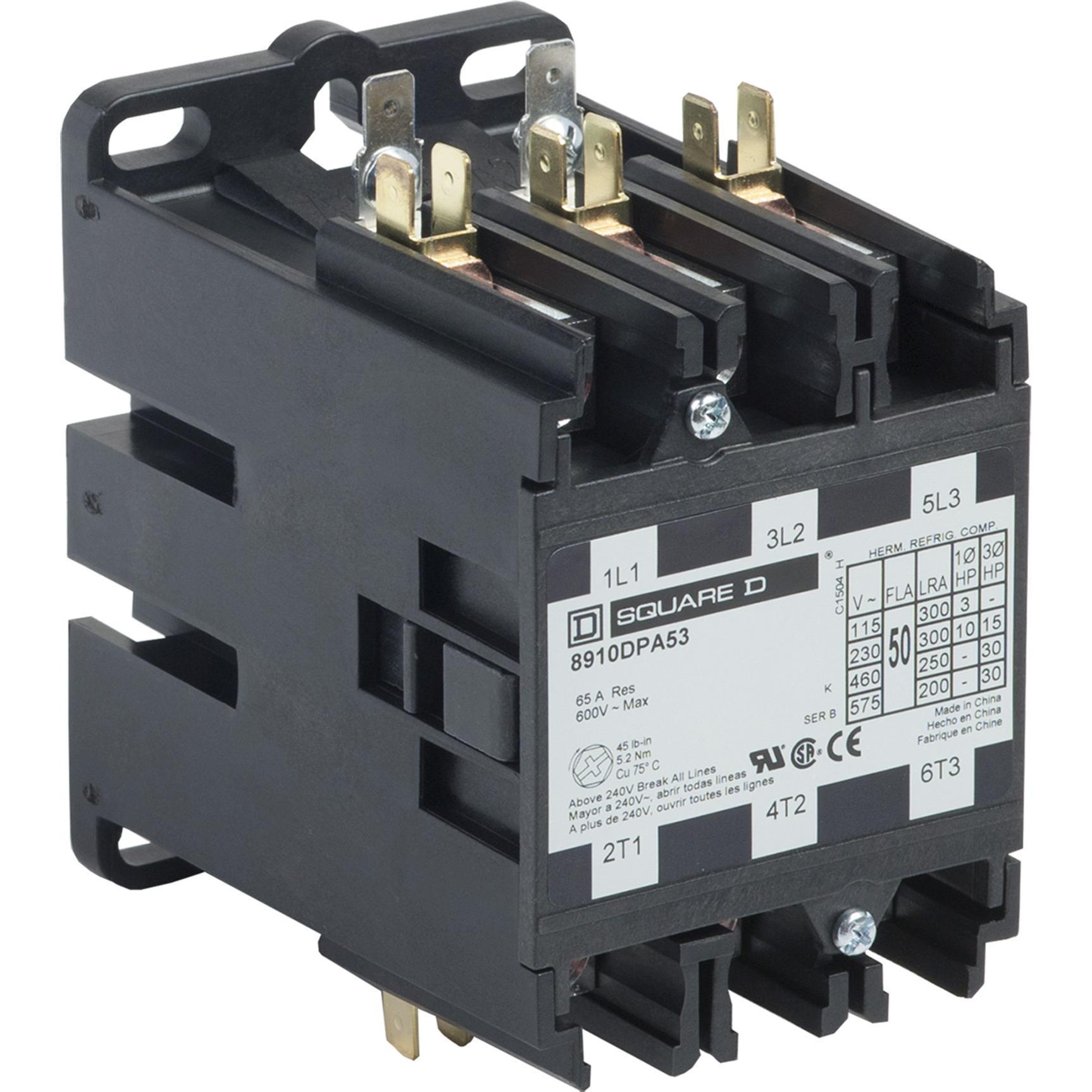 Square D™ 8910DPA53V02DFJ2 Definite Purpose Contactors AC
