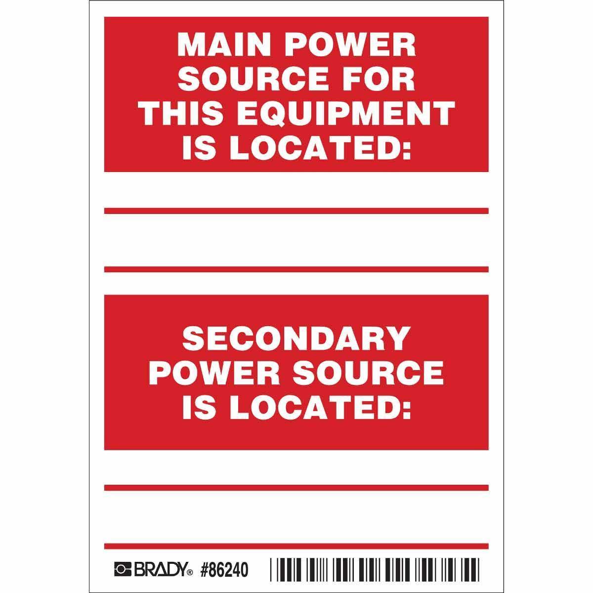 Brady® 86240 Safety & Facility Labels