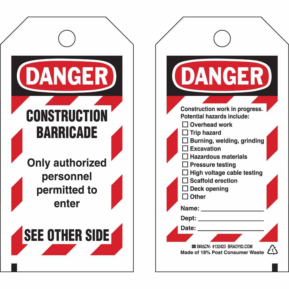 Brady® 132423 Safety & Facility Tags