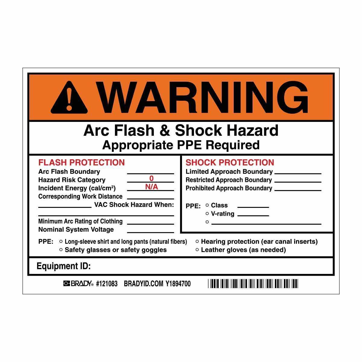 Brady® 121083 Safety & Facility Labels