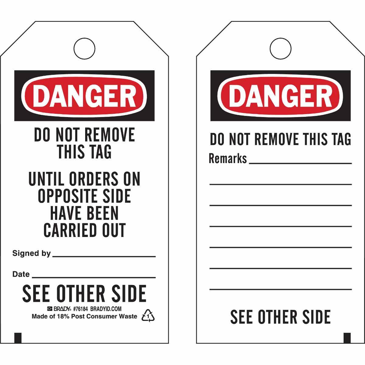Brady® 76184 Safety & Facility Tags