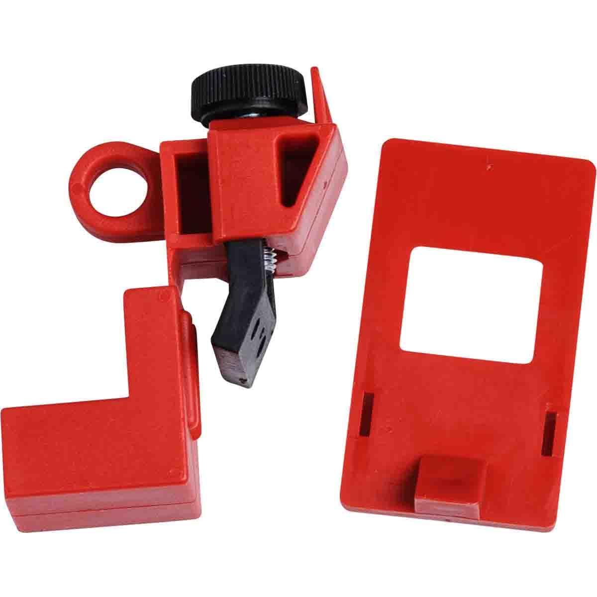 Brady® 65965 1-Pole Clamp-On Circuit Breaker Switch Lockout Device, For Use With 120/277 V AC Single Pole and Internal-Trip Multi-Pole Breaker, 1 Padlocks, 0.31 in Dia Max Padlock Shackle, LOTO-14 Polypropylene, Red