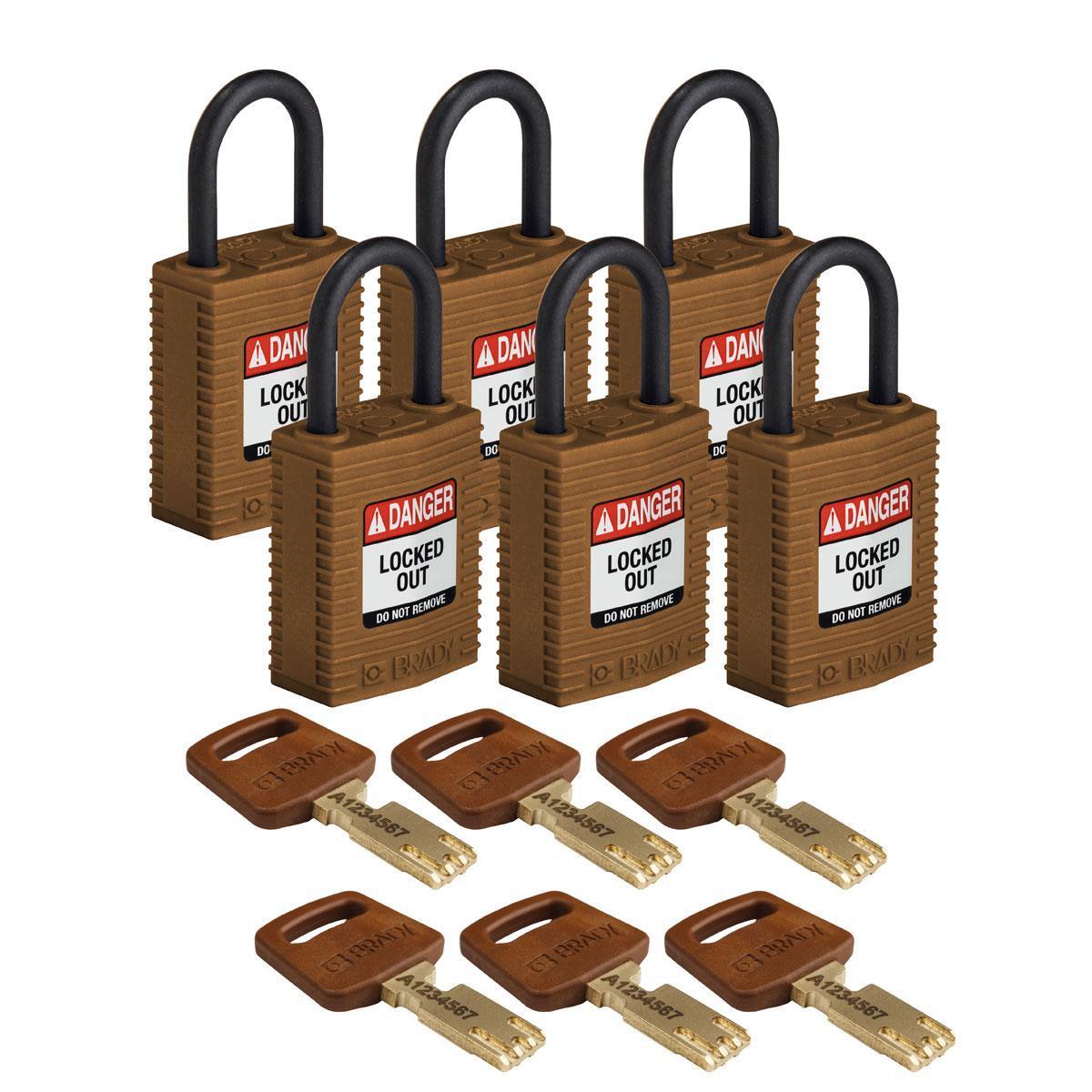 Brady® CPT-BRN-25PL-KD6PK Lockout Padlocks