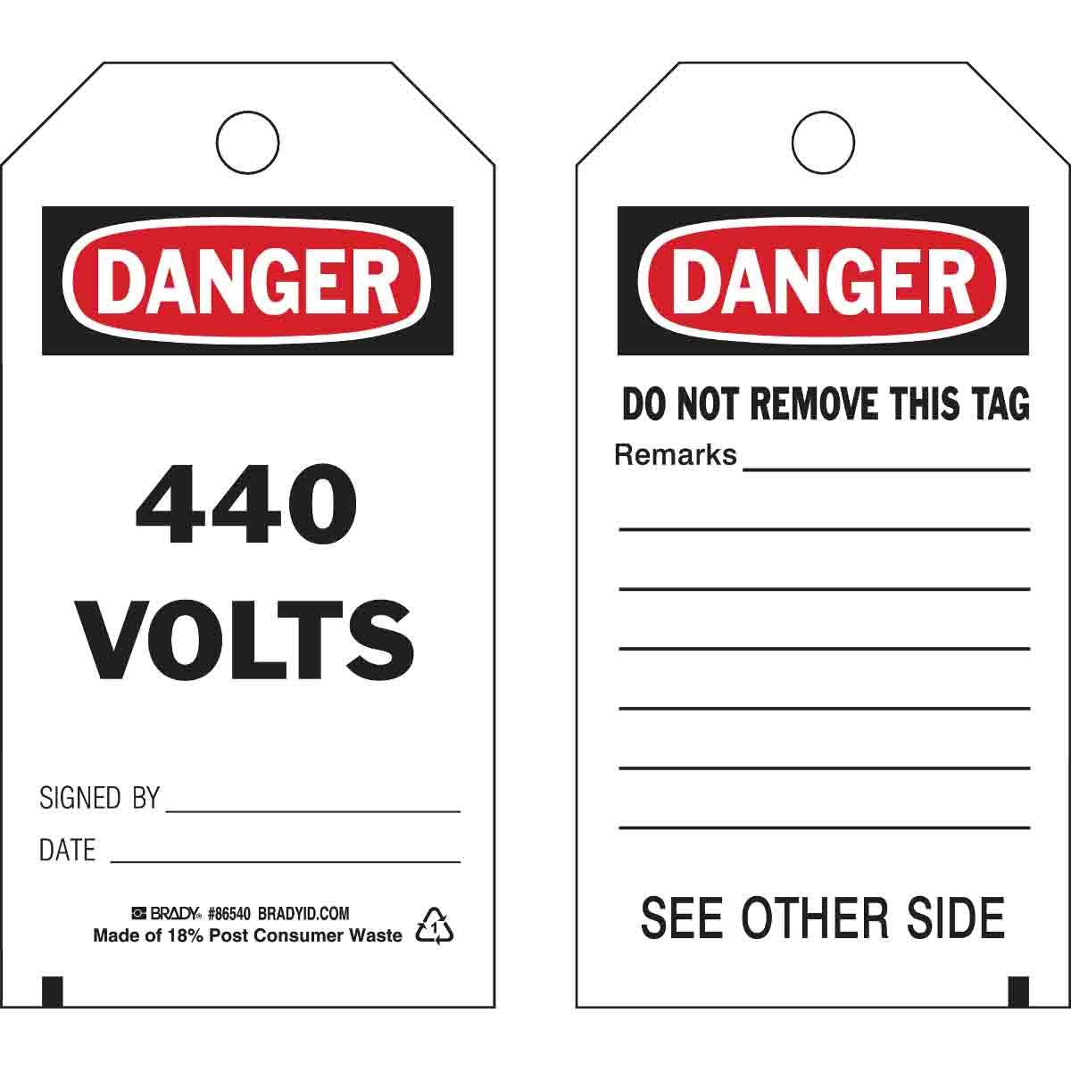 Brady® 86540 Safety & Facility Tags