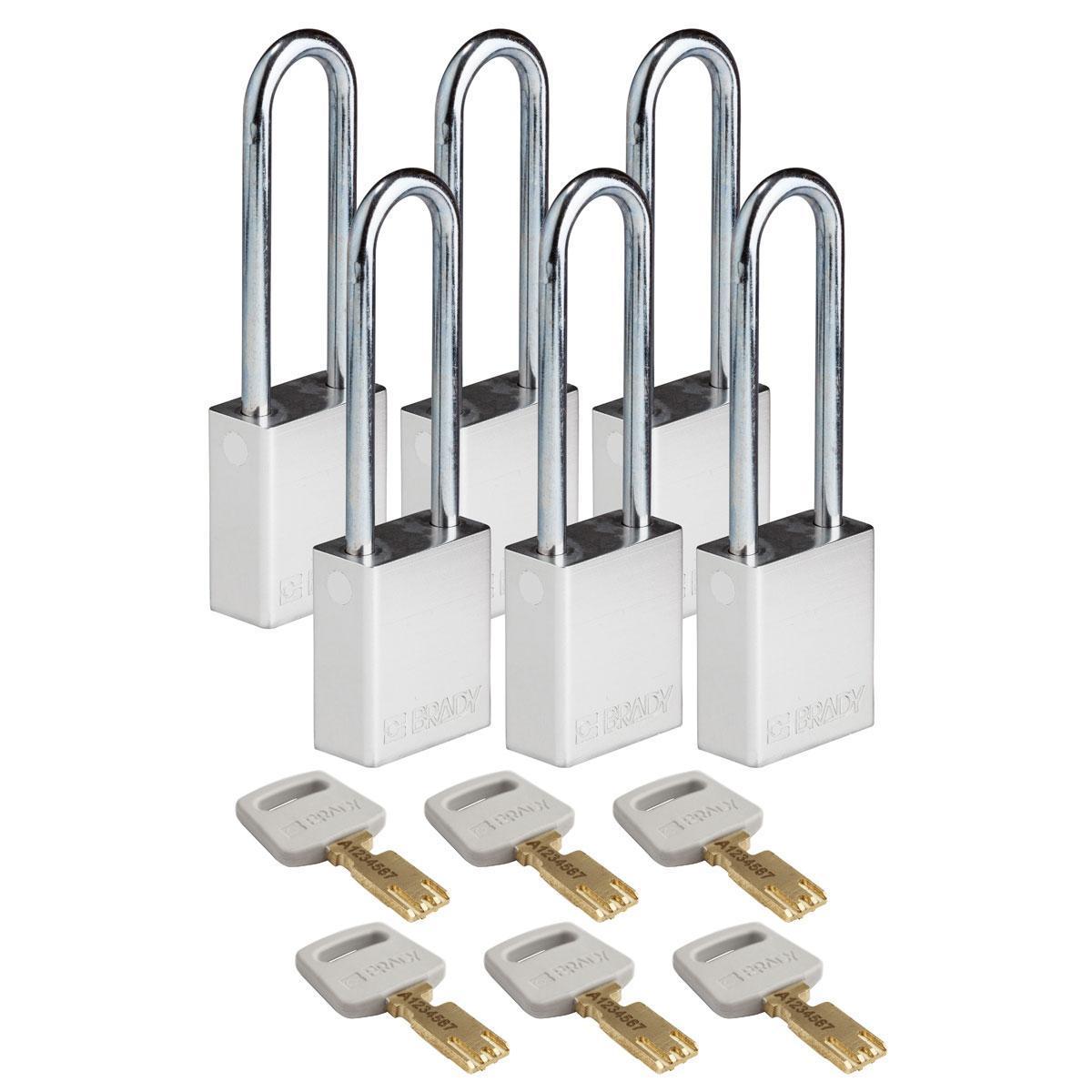 Brady® ALU-SLV-76ST-KA6PK Lockout Padlocks