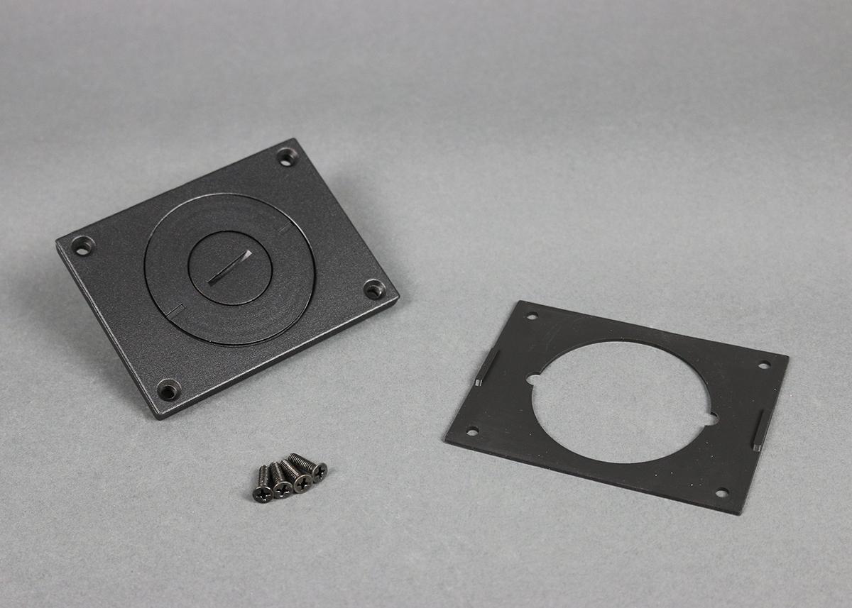Wiremold® Omnibox™ 829CKAL-3/4BK Unassembled Communication Cover Plate With 2 in and 3/4 in Plug, 3-5/16 in L x 4-5/16 in W, Die Cast Aluminum