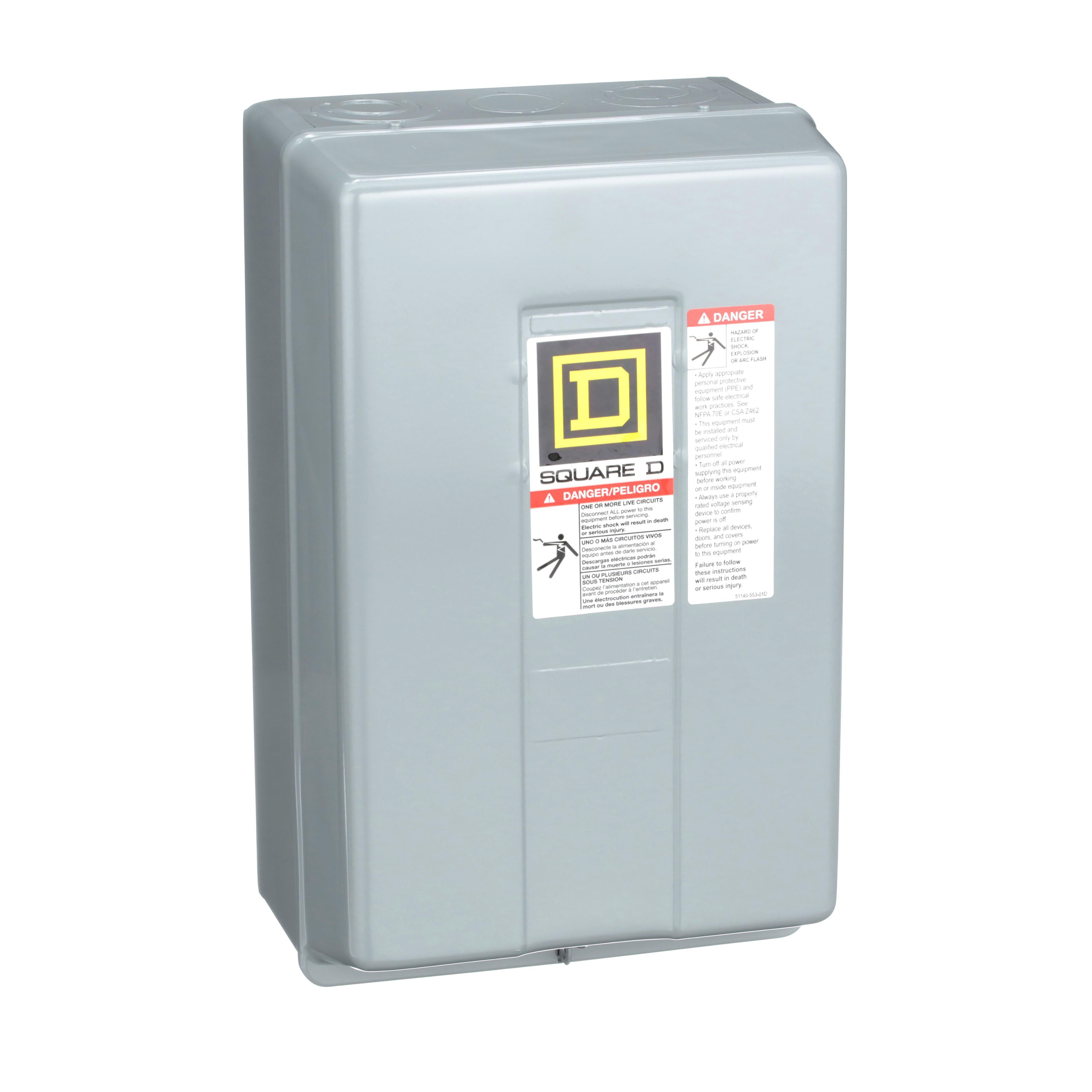 Square D™ 8903LG40V02 Type L Electrically Held Multi-Pole Lighting Contactor, 110/120 V AC V Coil, 30 A, 4NO Contact, 4 Poles
