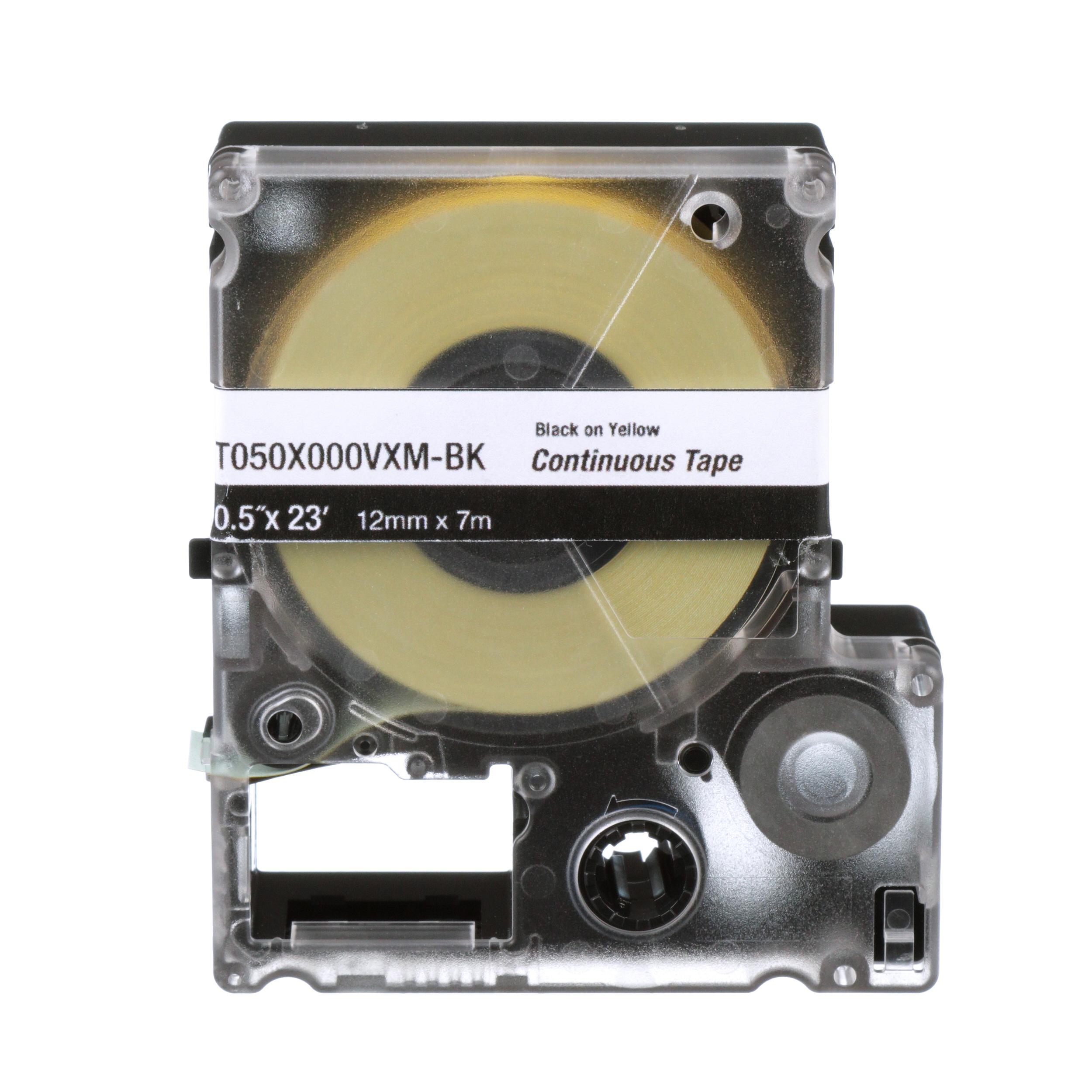 Panduit® T100X000VXM-BK Continuous Tape Cassette, 2.95 in L x 2.53 in W, For Use With MP100 and MP300 Mobile Printers, Vinyl, Black on Yellow