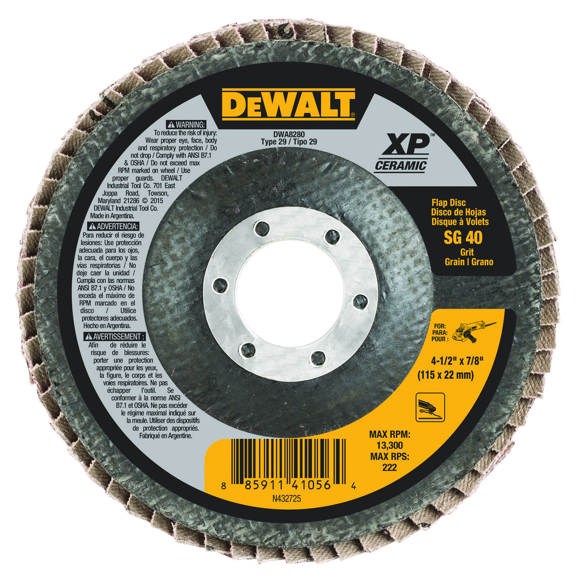 DeWALT® DWA8280 Coated Abrasive Flap Discs