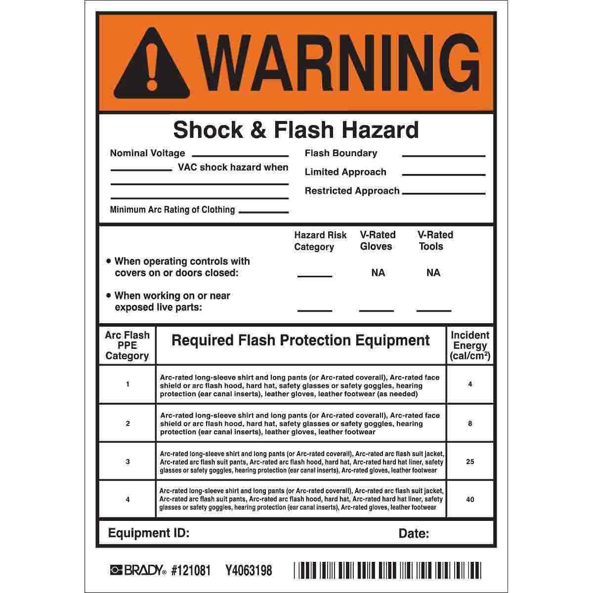 Brady® 121081 Safety & Facility Labels