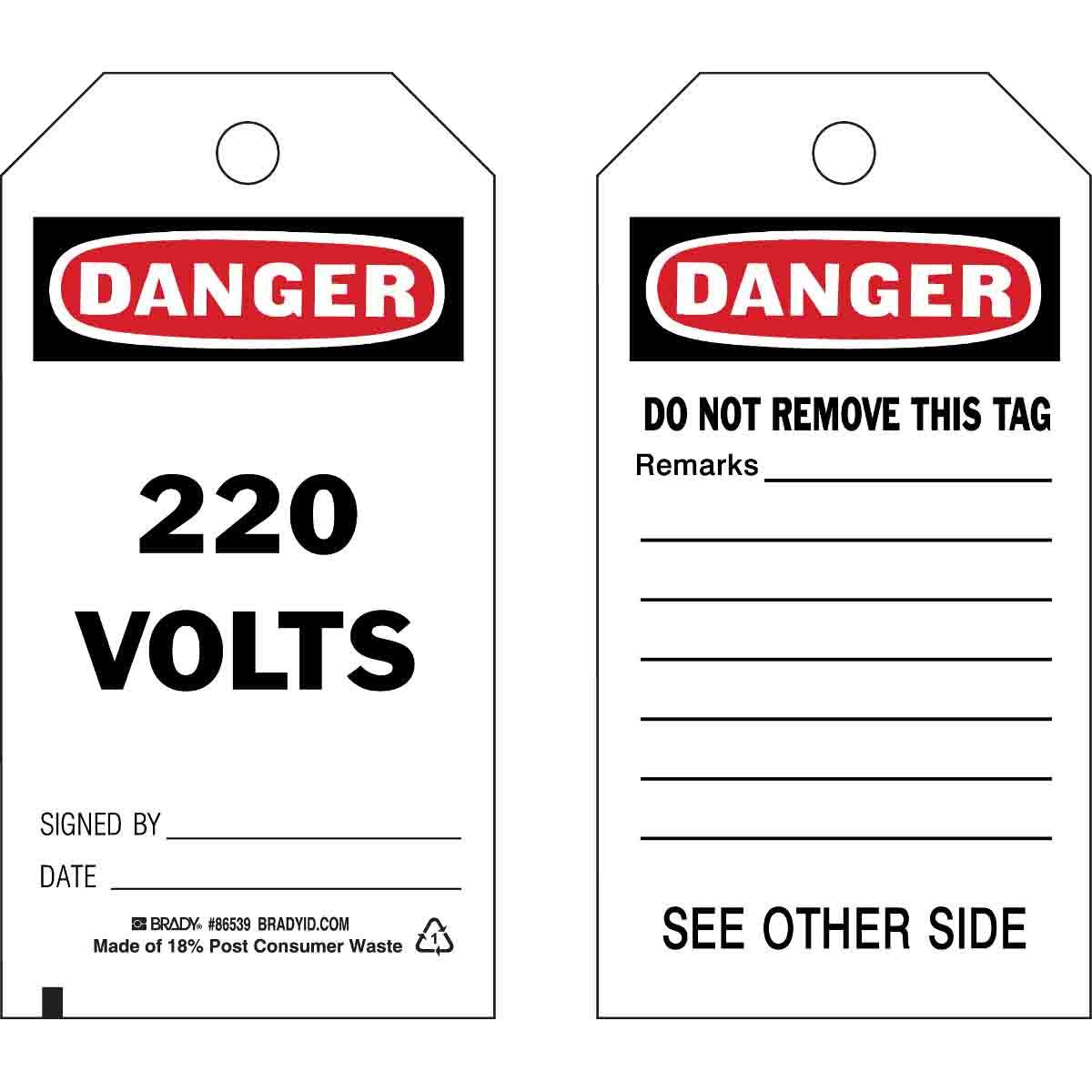 Brady® 86539 Safety & Facility Tags