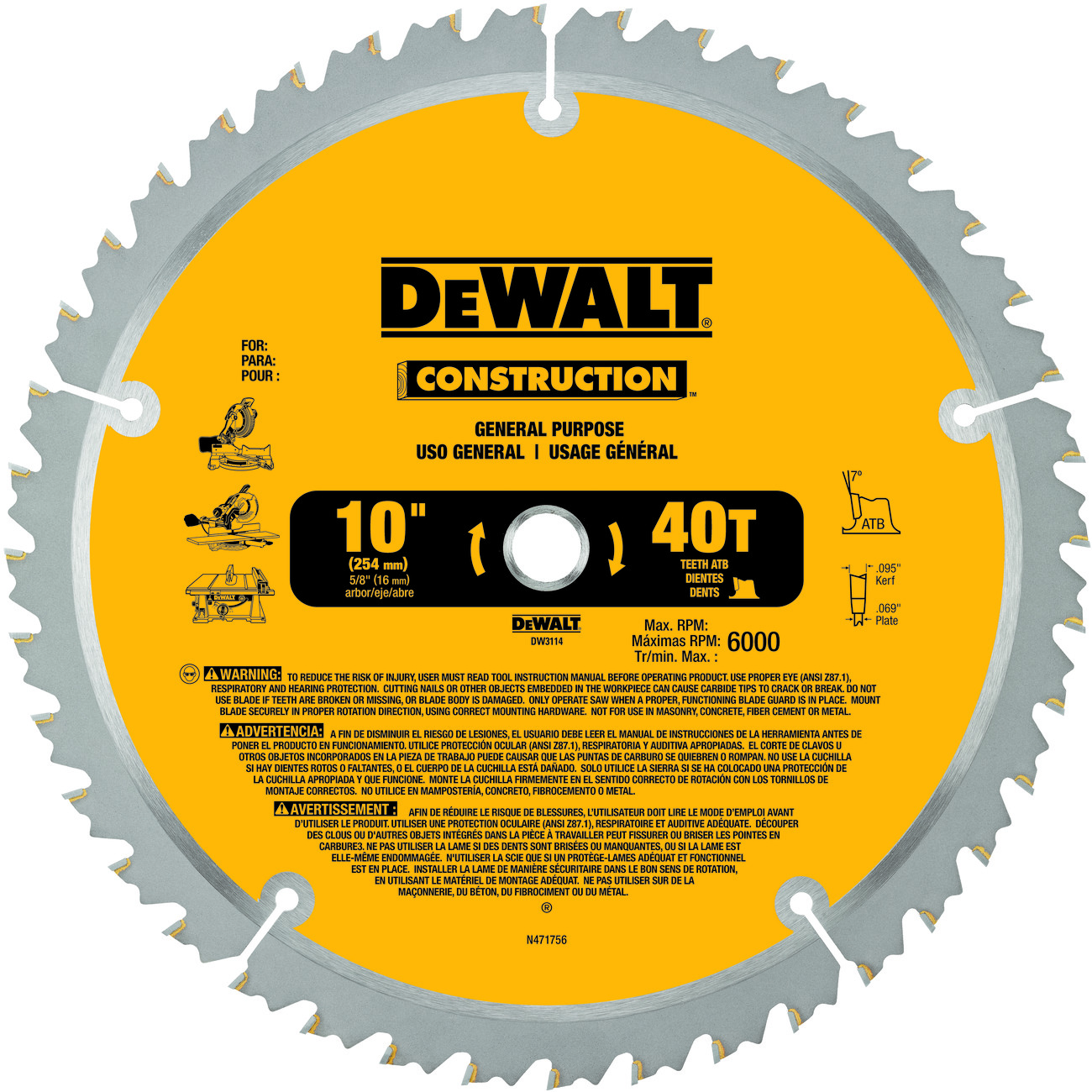 DeWALT® DW3114 Circular Saw Blades