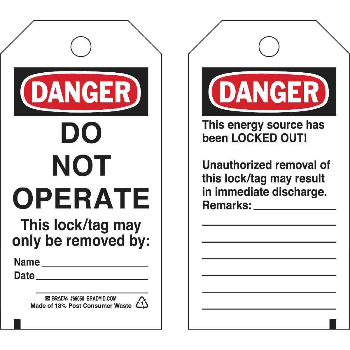 Brady® 66050 Safety & Facility Tags