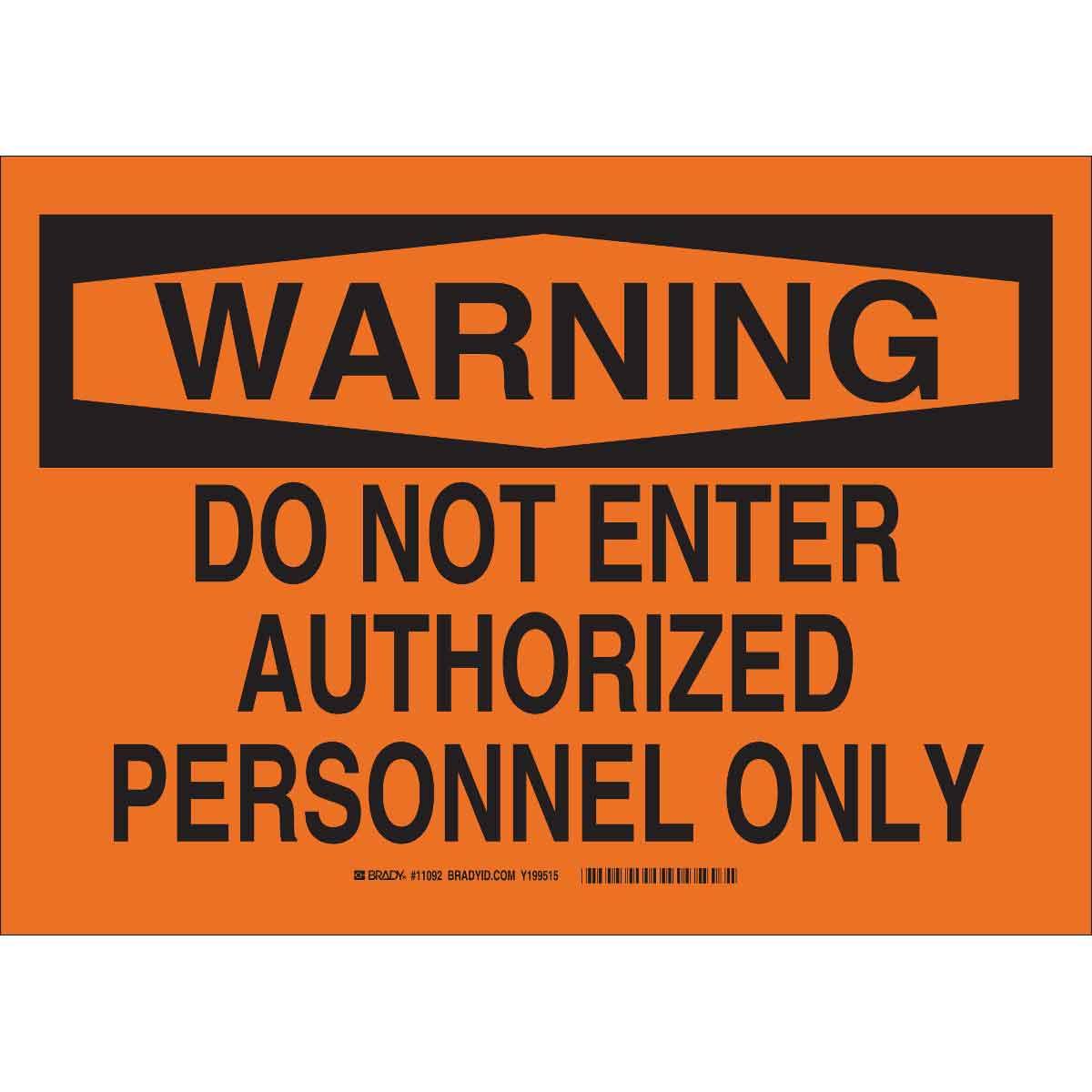 Brady® 11092 Access & Security Signs