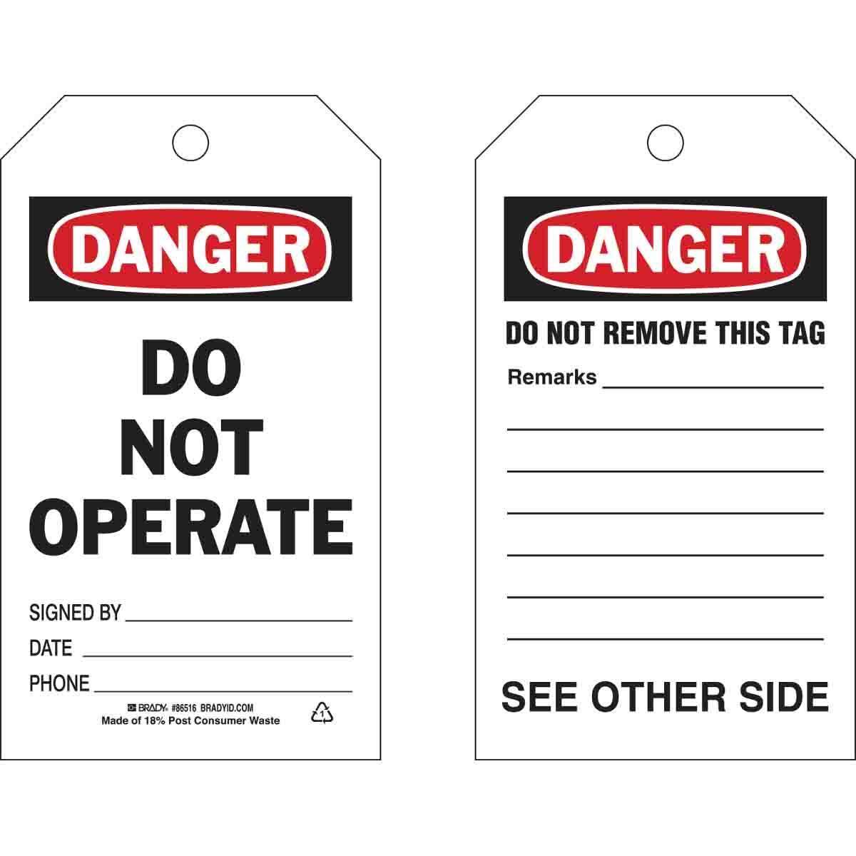 Brady® 86516 Safety & Facility Tags