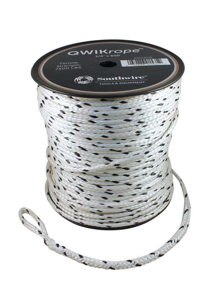 QWIKrope® 58305801 Pulling Rope, 9/16 in OD, 900 ft L, 32000 lb, 10000 lb Working, Polyethylene