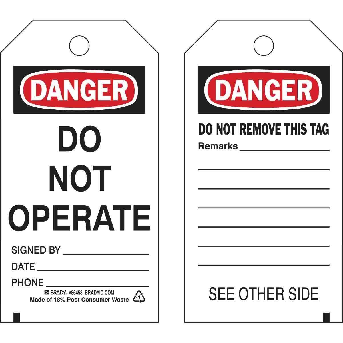 Brady® 86458 Safety & Facility Tags