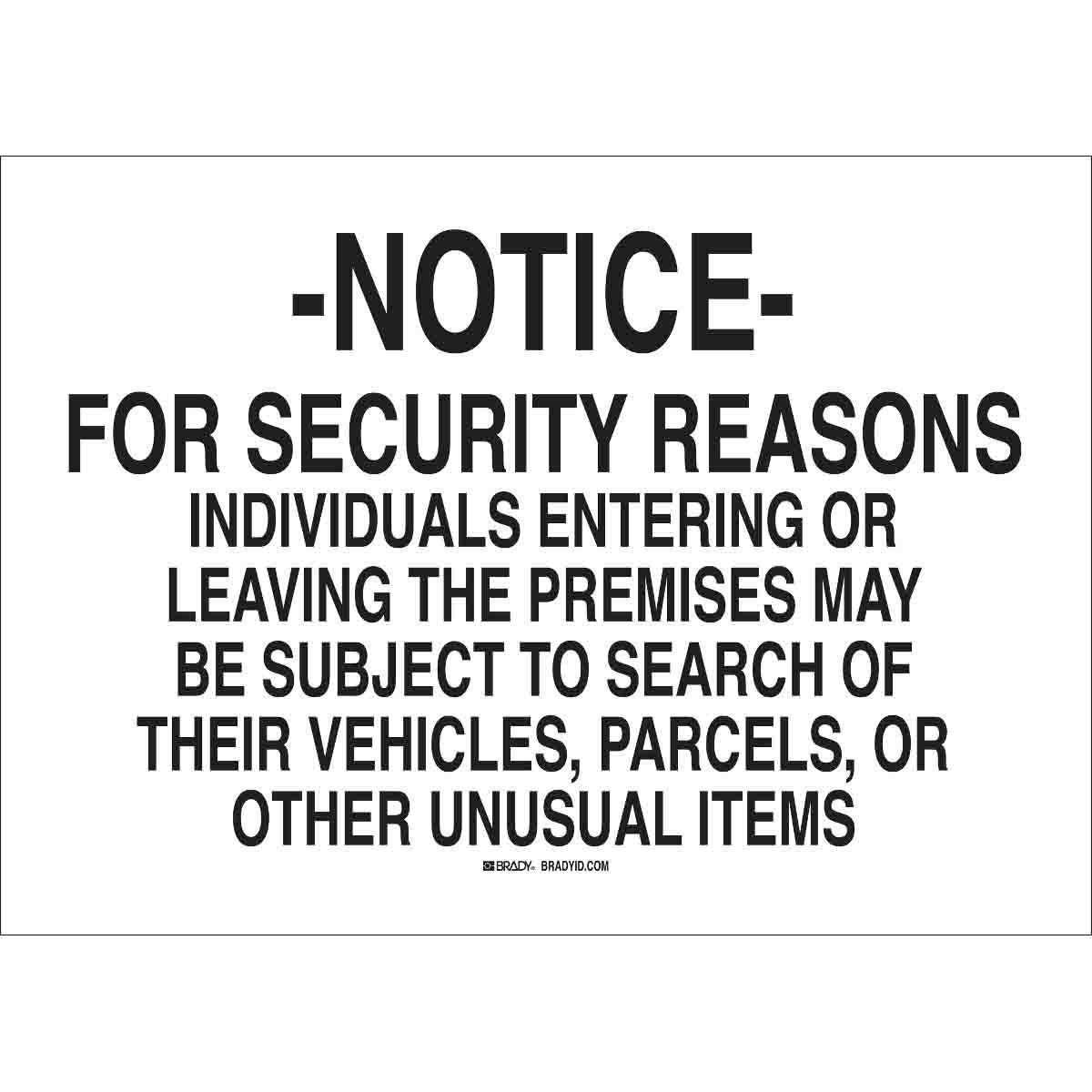 Brady® 95462 Access & Security Signs