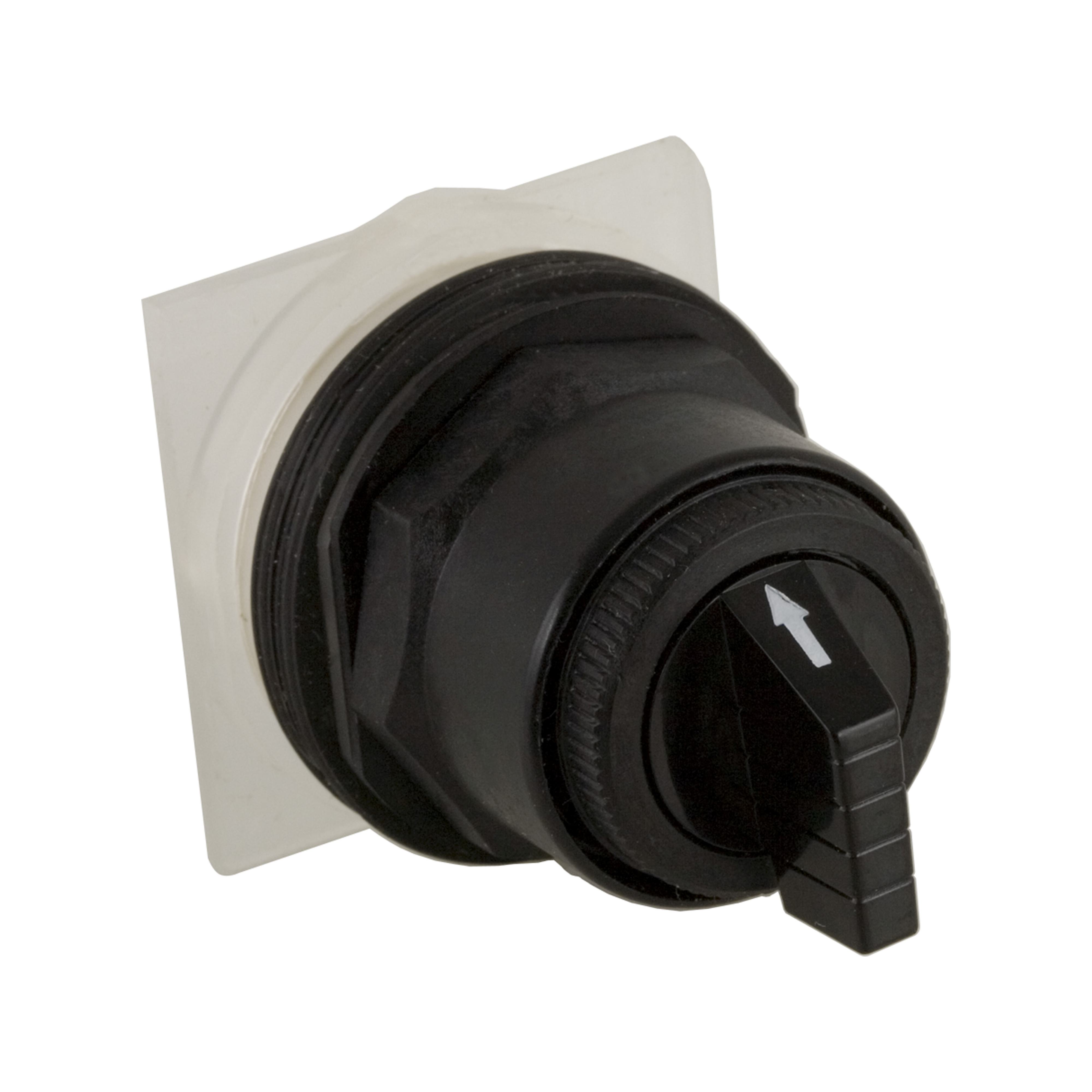 Schneider Electric Harmony™ 9001SKS42B Type K Non-Illuminated Round Selector Switch Operator, 30 mm, Knob Operator, 3 Positions, Black