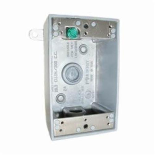 Mulberry Royal Mountie™ 30206 Weatherproof Box With Permanently Attached Mounting Lug, Die Cast Aluminum, 19 cu-in, 1 Gang, 3 Outlets, 4-1/2 in H x 2-3/4 in W x 2 in D