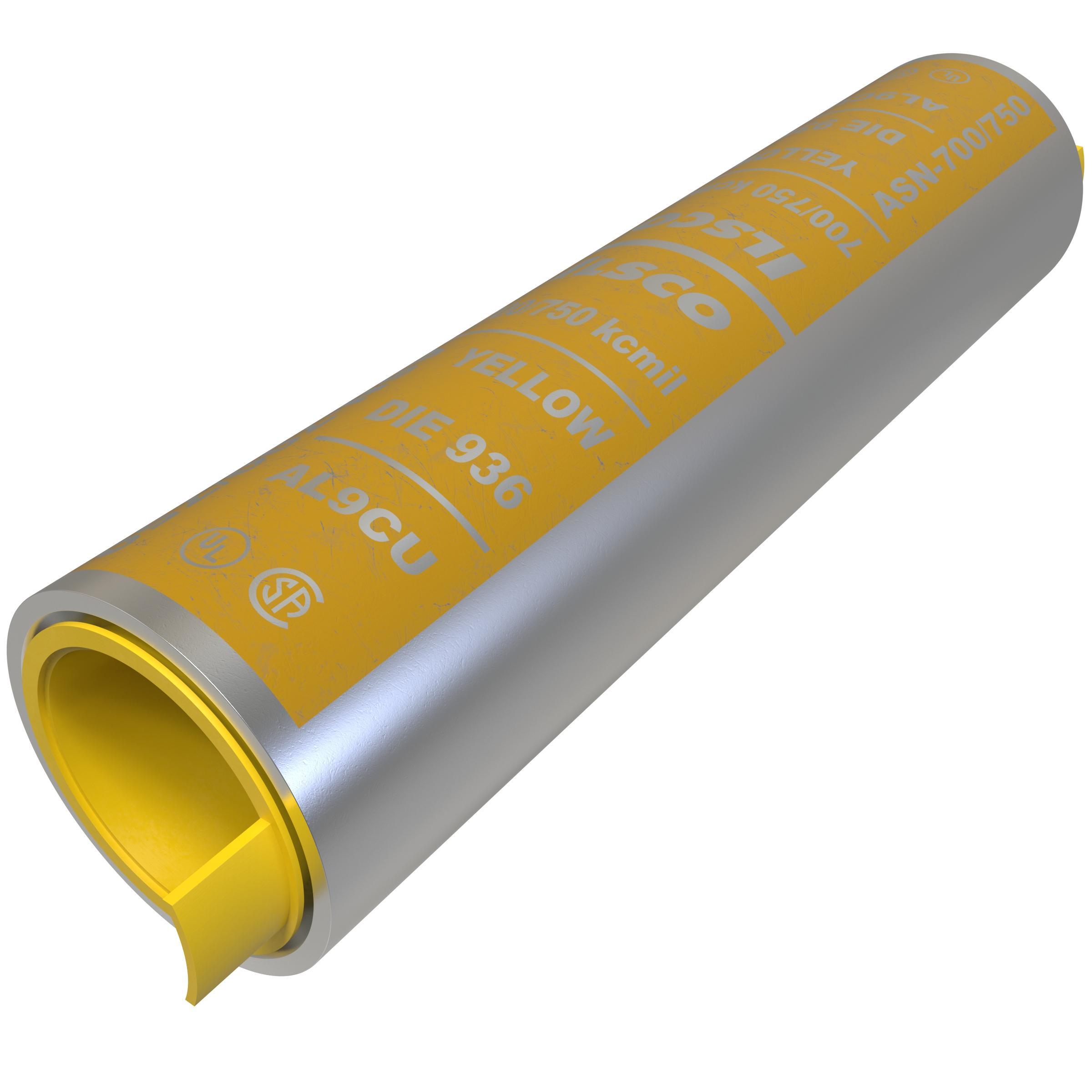 ILSCO® ClearChoice® SureCrimp® ASN-700/750 Type ASN Dual Rated Compression Sleeve, 500 to 750 kcmil Copper/Aluminum Conductor, Die Code: 936, 5.928 in L, Aluminum Alloy