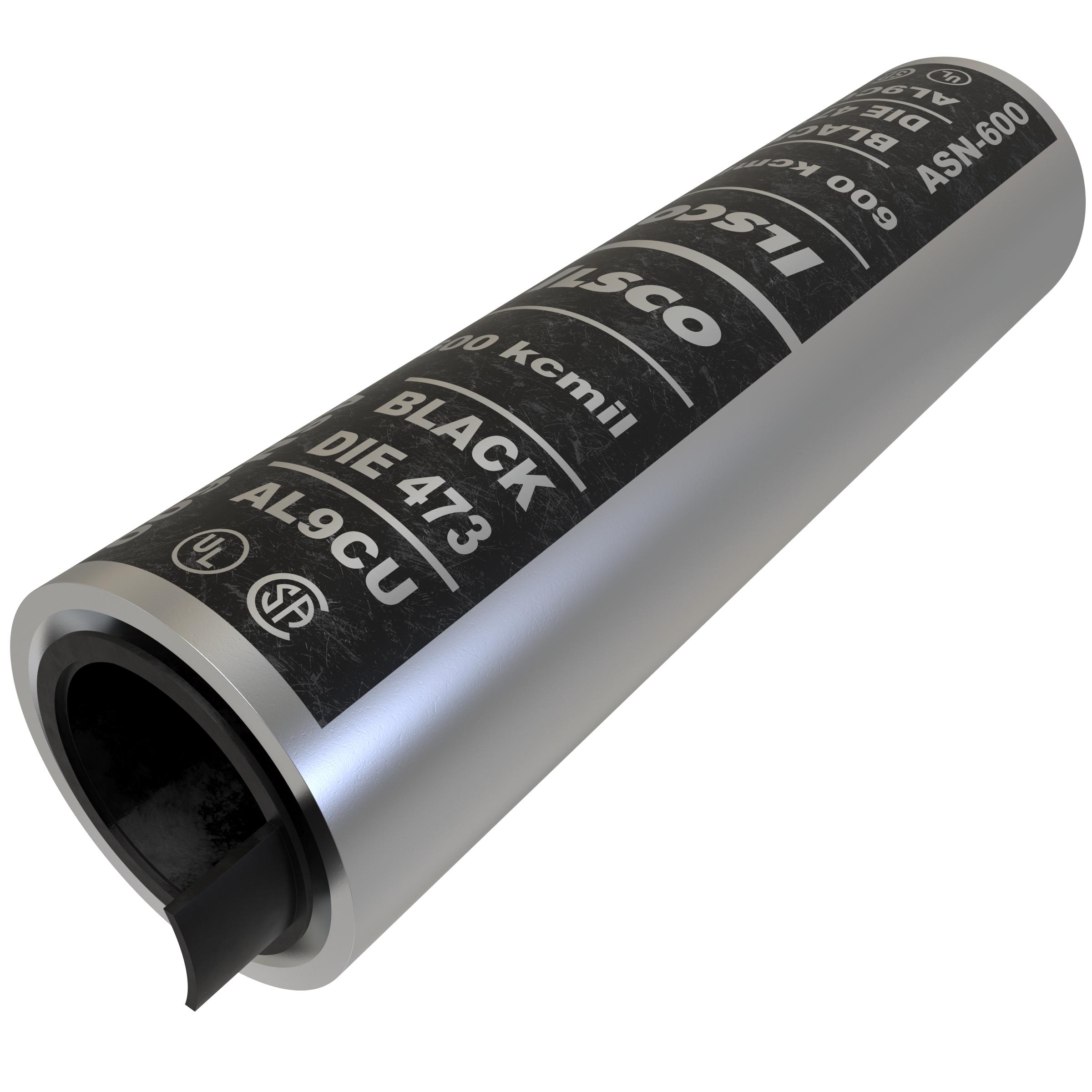 ILSCO® ClearChoice® ASN-600 Type ASN Dual Rated Compression Sleeve, 600 kcmil Aluminum/Copper Conductor, Die Code: 473, 5.37 in L, Aluminum