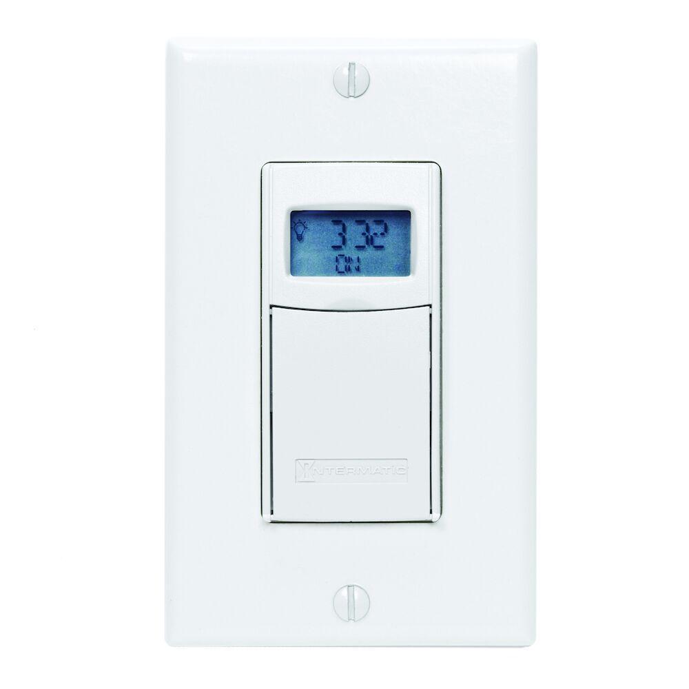 Intermatic® EI400WC Auto-Off Decorator Digital Electronic In-Wall Timer, 1 s to 24 hr Setting, 120 to 127 VAC, 12 to 18 VDC, 1 hp, 1NO 1 Form A SPST Contact, 1 Poles