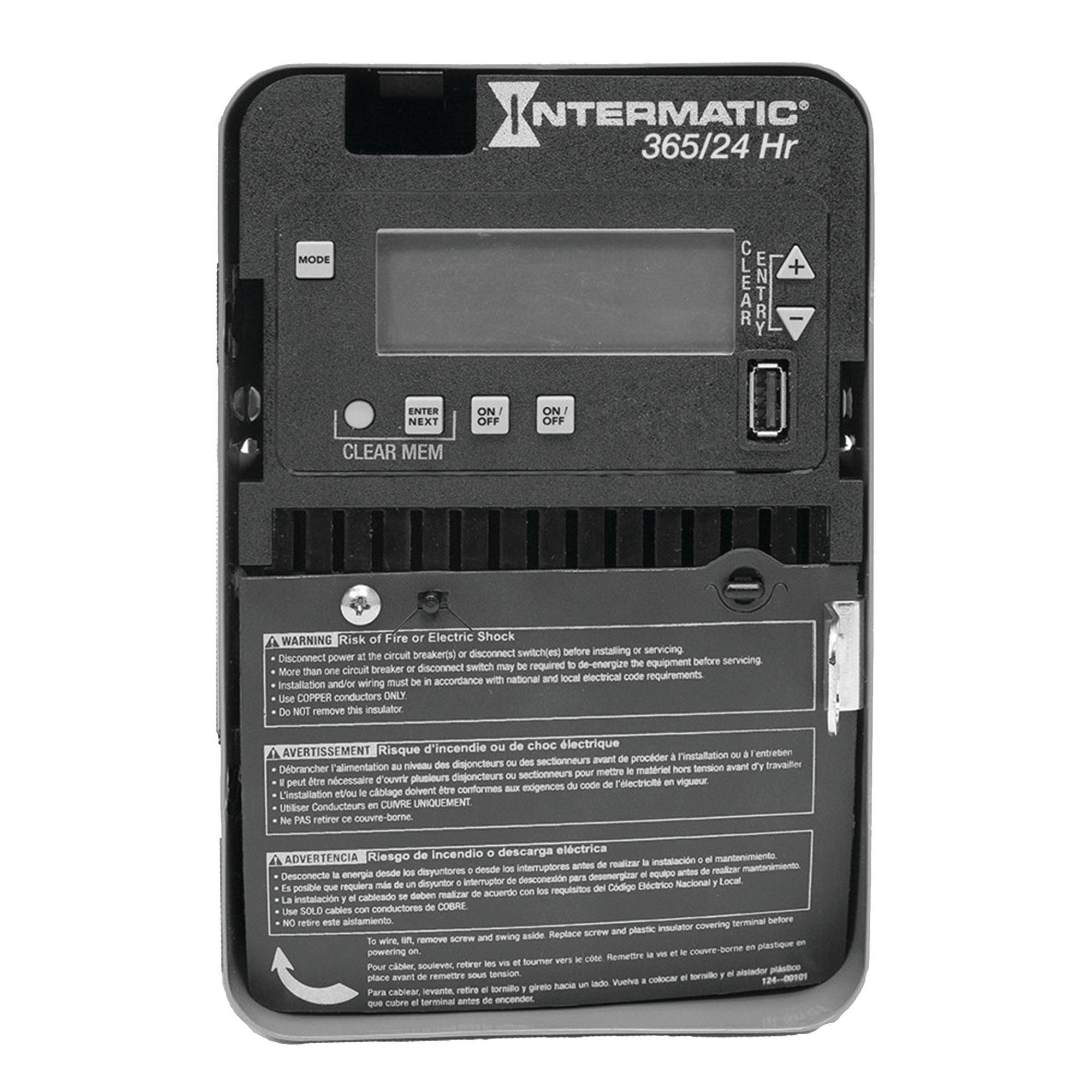 Intermatic® ET2125C Electronic Time Switch, 1 min to 23 hr 59 min Time Setting, 120 to 277 V AC, 1 hp, 2 hp, 2 Form A 2SPST Contact Form, 1 Pole