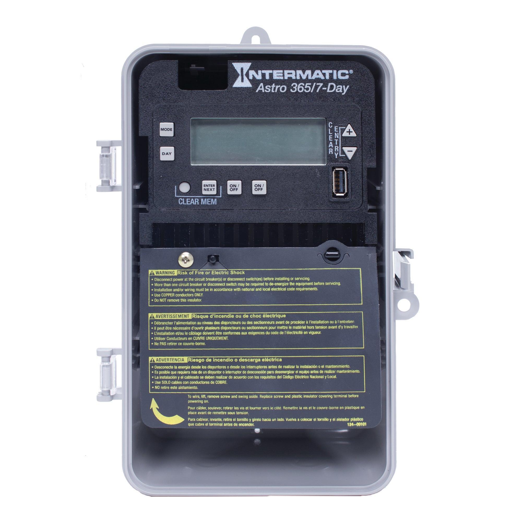 Intermatic® ET2825CP ET2000 Electronic Time Switch, 1 min to 6 days 23 hr 59 min Setting, 120 to 277 V AC, 1, 2 hp, 2 Form A 2SPST Contact, 1 Poles